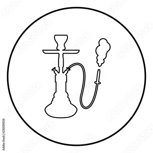 Hookah shisha icon black color in circle round