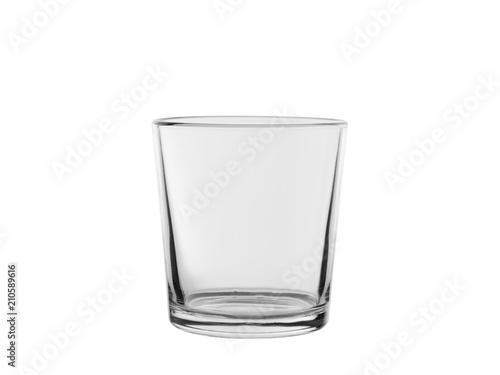 empty glass from transparent colourless glass, for cold drinks, isolated on a white background