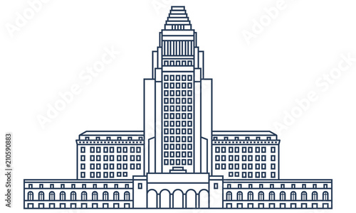 Vászonkép Los Angeles city hall building in thin line style