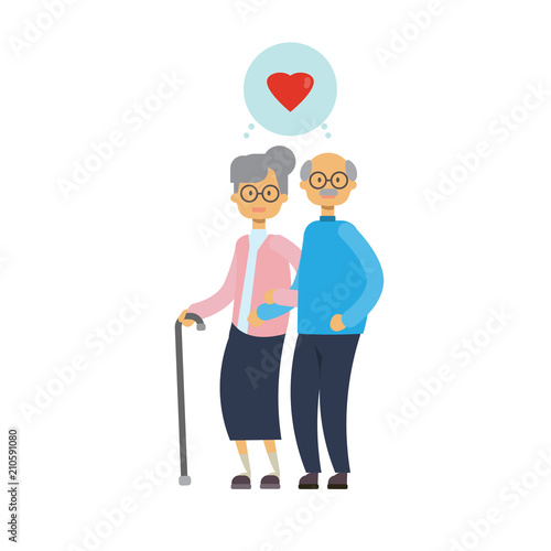 Old man and woman couple in love