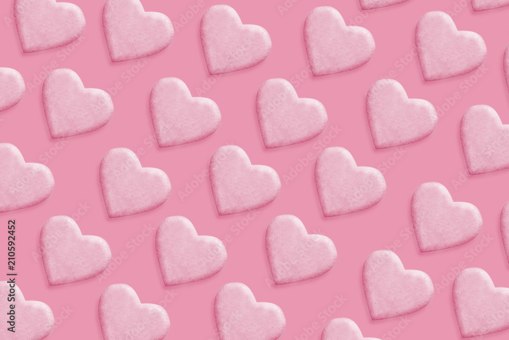 Obraz premium illustration of many hearts on a pink background