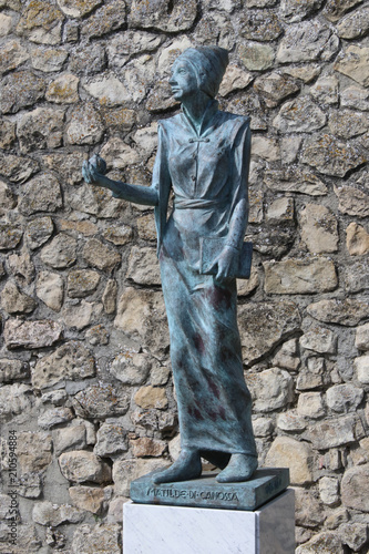 Matilde of Canossa, bronze statue in Canossa, Reggio Emilia, Italy, touristic place photo