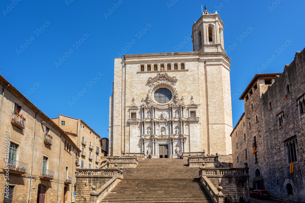 The medieval Cathedral of Saint Mary of Girona, Catalonia, Spain