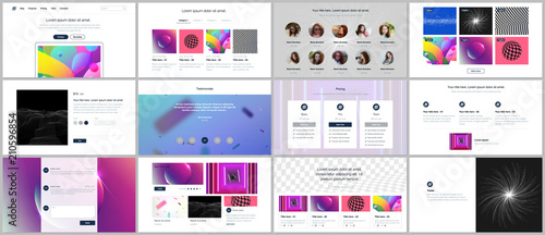 Vector templates for website design, minimal presentations, portfolio with vibrant colorful abstract gradient backgrounds. UI, UX, GUI. Design of headers, dashboard, contact forms, features page etc.