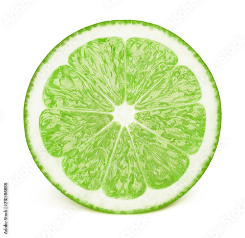 Perfectly retouched sliced half of lime fruit isolated on the white background with clipping path. One of the best isolated limes halves slices that you have seen.