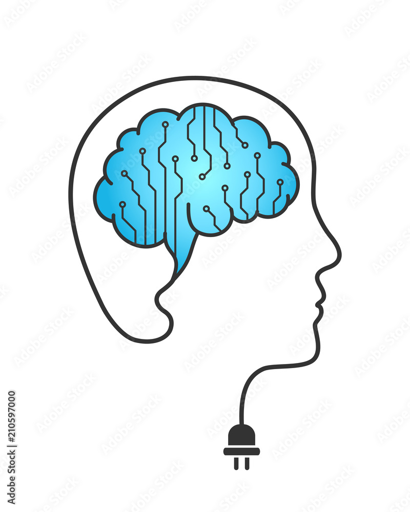Ai - Artificial intelligence concept. Circuit board and wired brain as robot and technology metaphor. Head silhouette made of wire. Ai - Artificial intelligence concept. Circuit board and wired brain as robot and technology metaphor. Head silhouette made of wire.