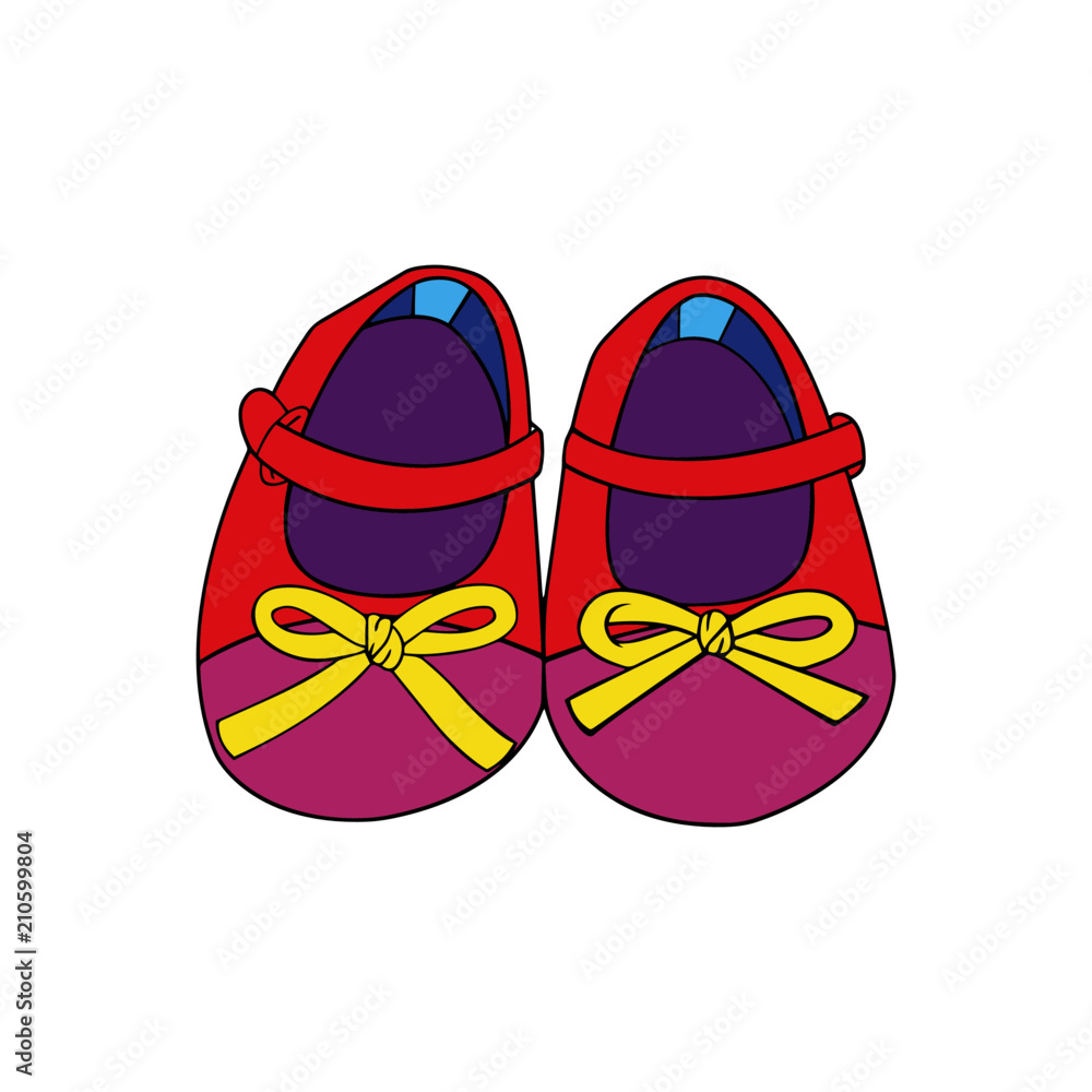 Girl shoes cartoon illustration isolated on white background for children  color book Stock Vector | Adobe Stock