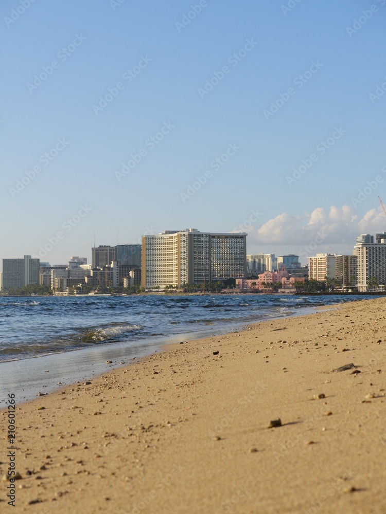 empty Waikiki beach Honolulu Hawaii Oahu island empty Waikiki beach Honolulu Hawaii Oahu island