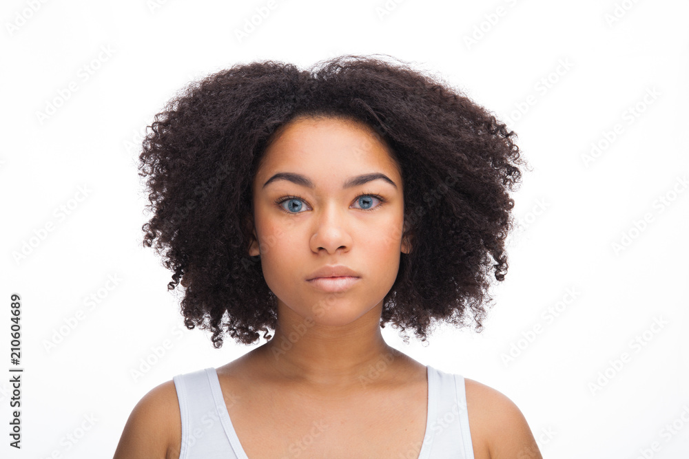 Portrait of a young beautiful african teenage, Isolated on white background