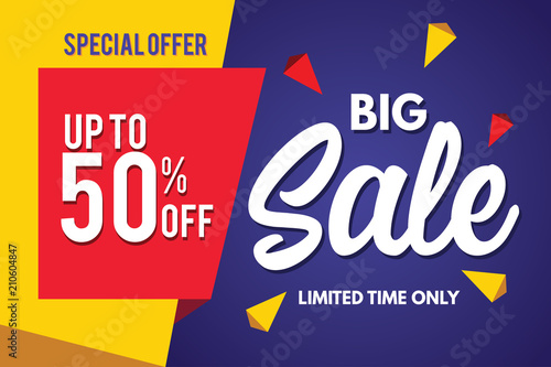 Sale Banner. Big Sale Banner Template Design. Sale and Discount. Vector Illustration.