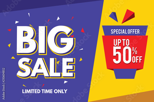Sale Banner. Big Sale Banner Template Design. Sale and Discount. Vector Illustration.