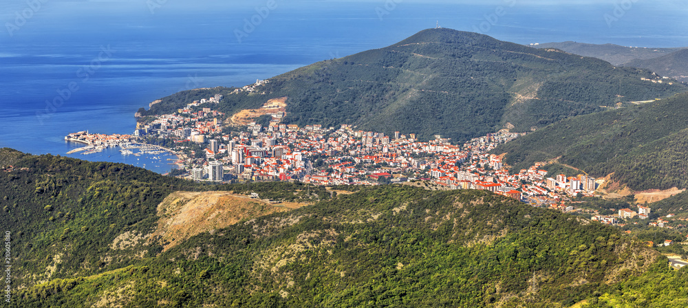 Aerial view of the city Bar, Montenegro