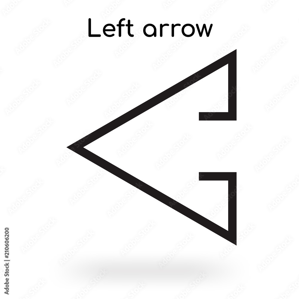 Left arrow icon vector sign and symbol isolated on white background, Left arrow logo concept Left arrow icon vector sign and symbol isolated on white background, Left arrow logo concept