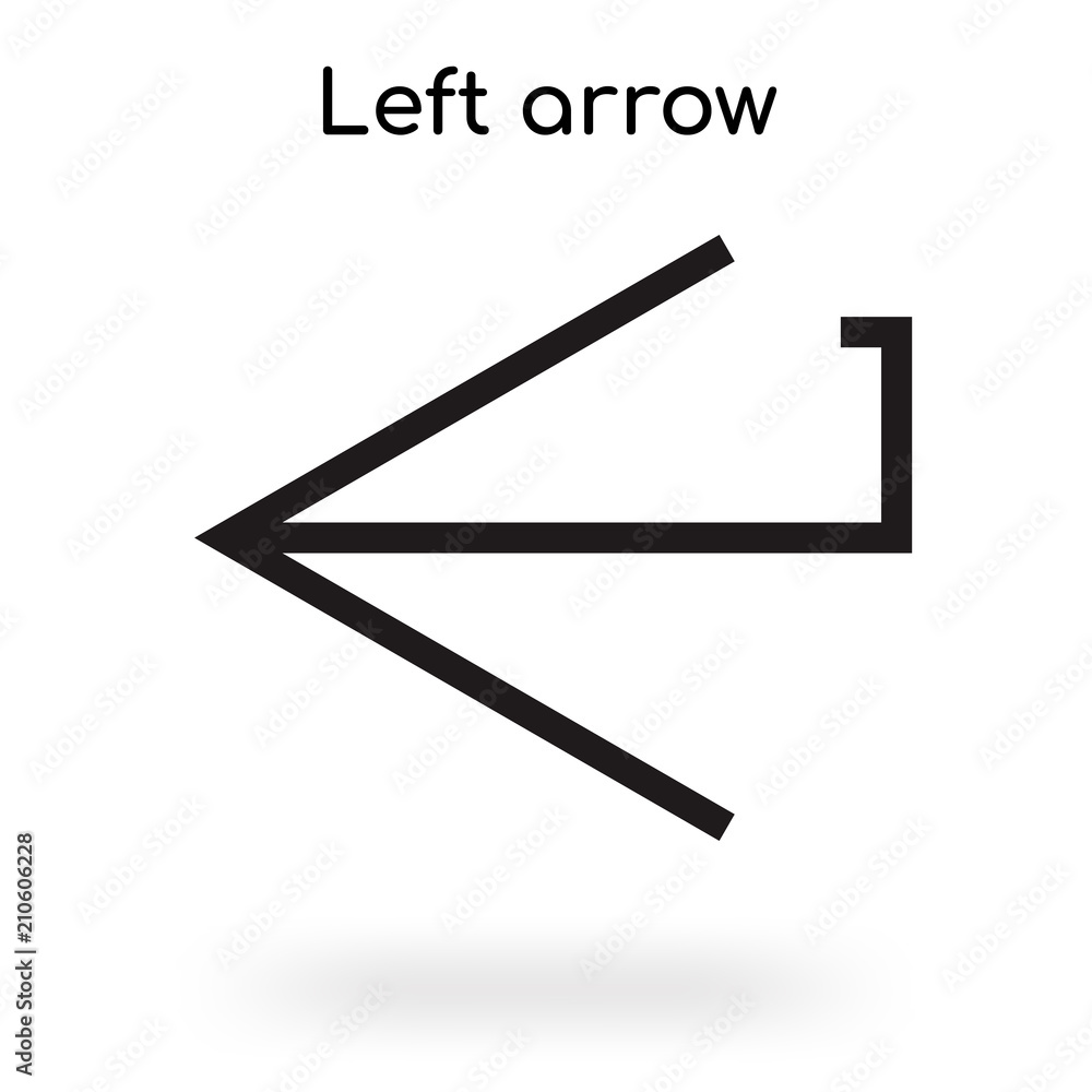 Left arrow icon vector sign and symbol isolated on white background, Left arrow logo concept Left arrow icon vector sign and symbol isolated on white background, Left arrow logo concept