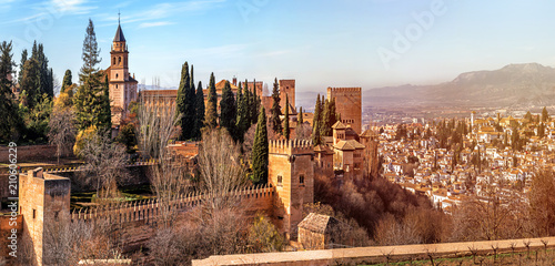 Panoramic View of Granada  Palace and fortress complex Alhambra photo