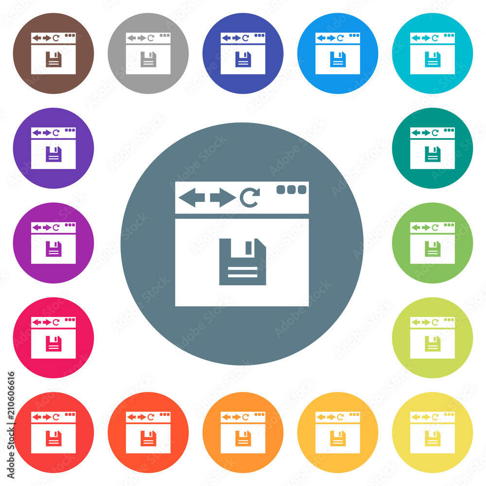 Browser save flat white icons on round color backgrounds Browser save flat white icons on round color backgrounds