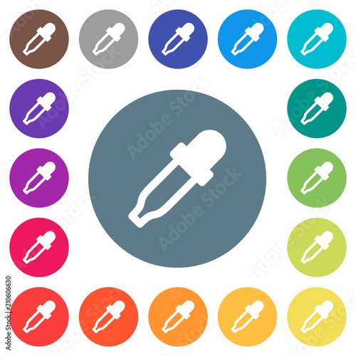 Color picker flat white icons on round color backgrounds