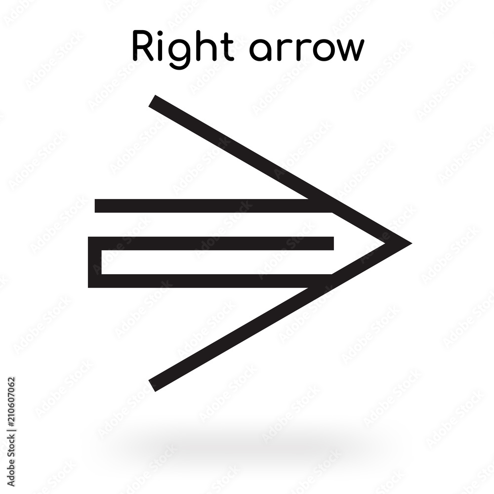 Right arrow icon vector sign and symbol isolated on white background, Right arrow logo concept
