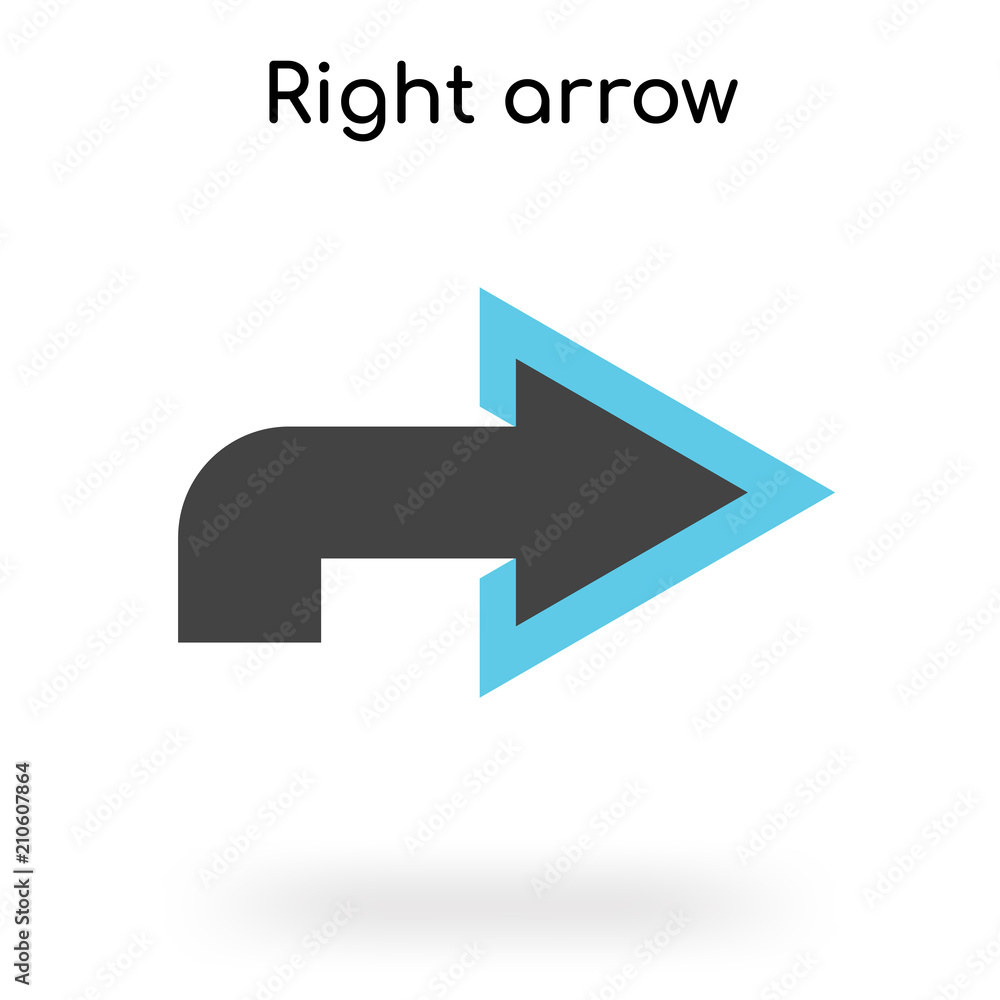 Right arrow icon vector sign and symbol isolated on white background, Right arrow logo concept Right arrow icon vector sign and symbol isolated on white background, Right arrow logo concept