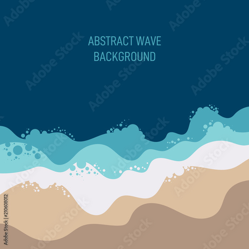 Abstract blue wave and beach from top view background