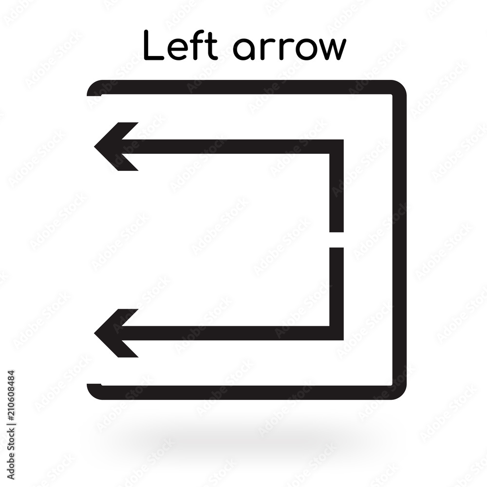 Left arrow icon vector sign and symbol isolated on white background, Left arrow logo concept Left arrow icon vector sign and symbol isolated on white background, Left arrow logo concept
