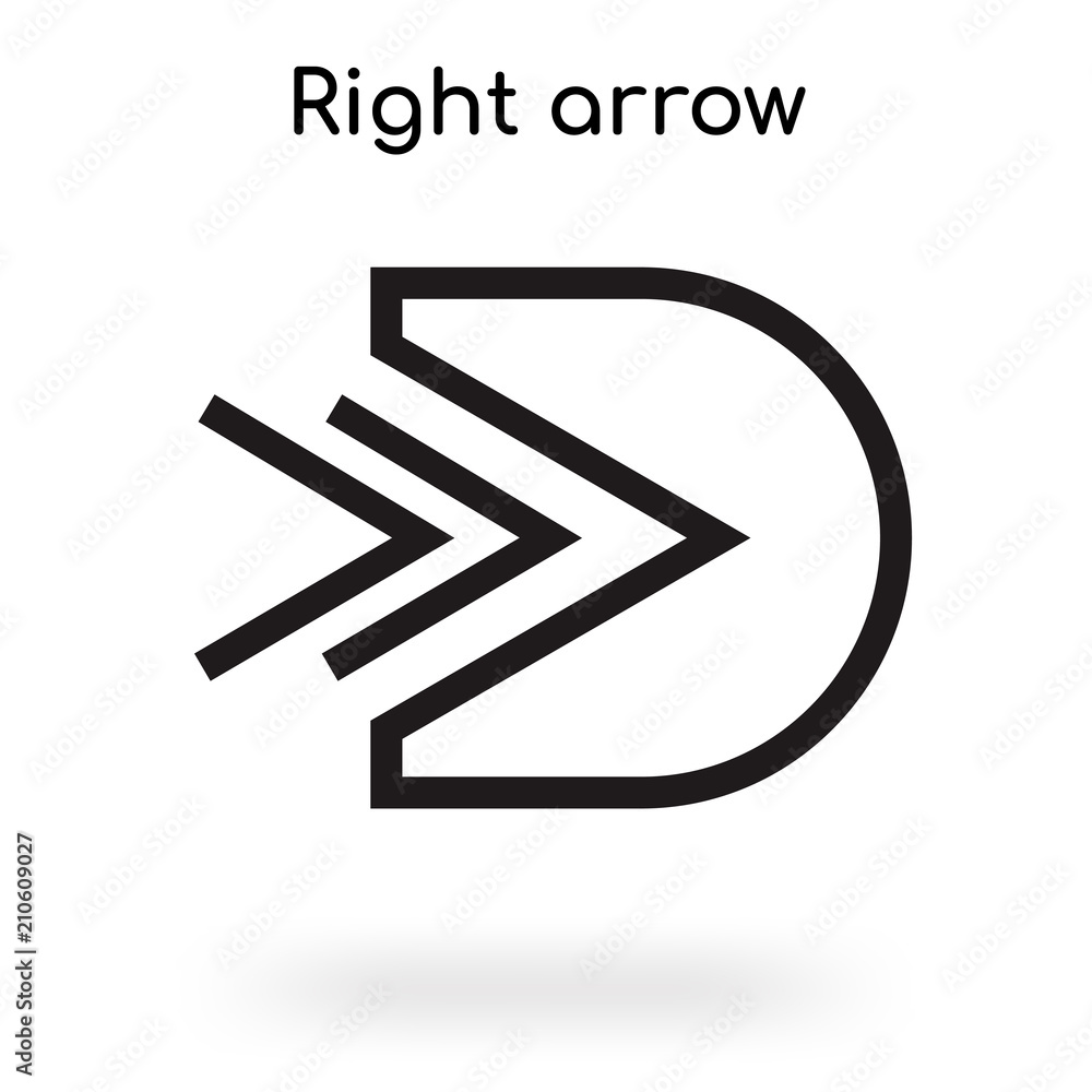 Right arrow icon vector sign and symbol isolated on white background, Right arrow logo concept Right arrow icon vector sign and symbol isolated on white background, Right arrow logo concept
