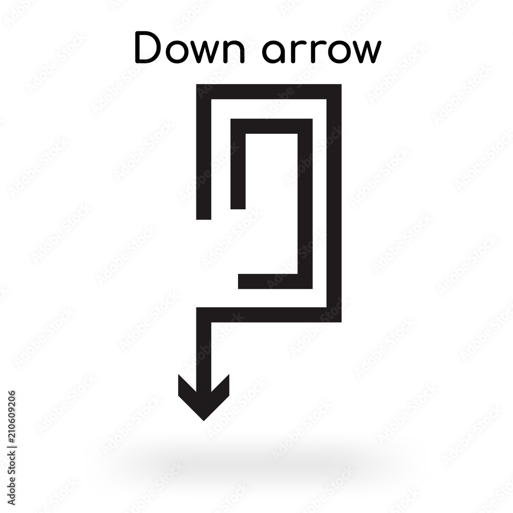 Down arrow icon vector sign and symbol isolated on white background, Down arrow logo concept Down arrow icon vector sign and symbol isolated on white background, Down arrow logo concept