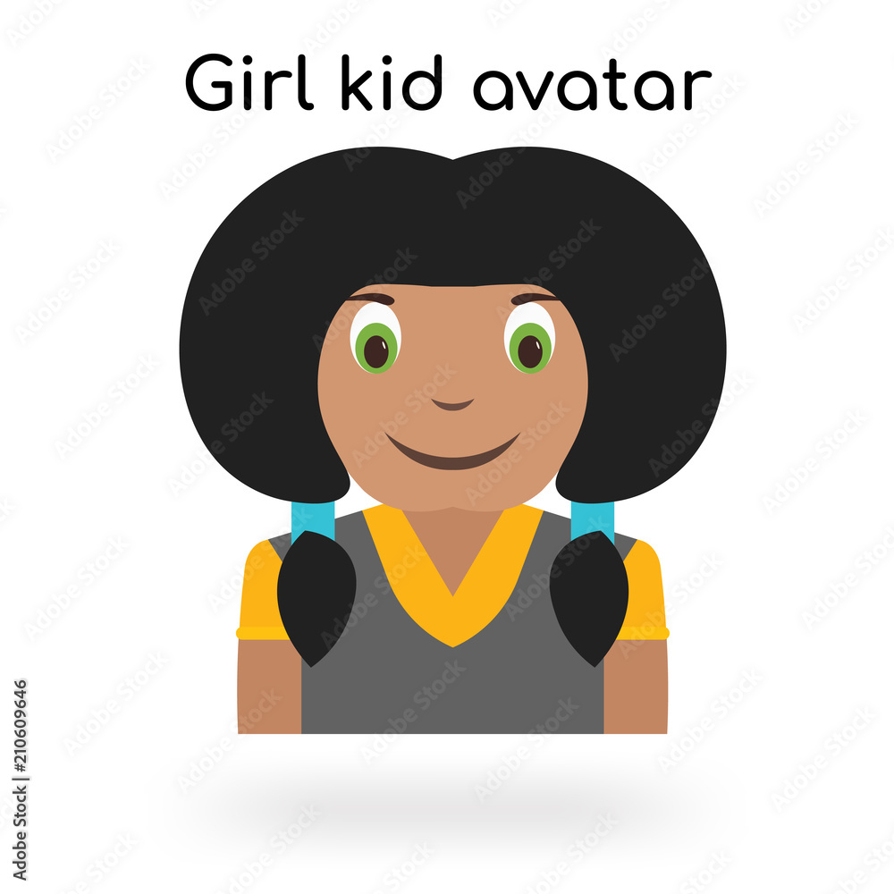 Girl kid avatar icon vector sign and symbol isolated on white background, Girl kid avatar logo concept Girl kid avatar icon vector sign and symbol isolated on white background, Girl kid avatar logo concept