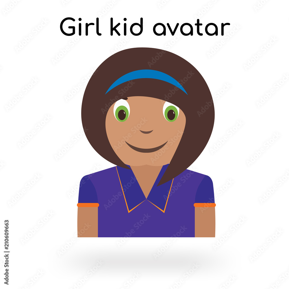 Girl kid avatar icon vector sign and symbol isolated on white background, Girl kid avatar logo concept Girl kid avatar icon vector sign and symbol isolated on white background, Girl kid avatar logo concept