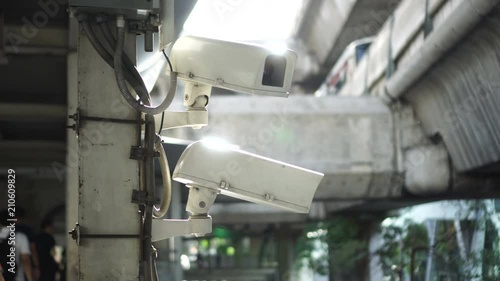 Wallpaper Mural City cctv surveillance over street, people and public traffic video 4k Torontodigital.ca