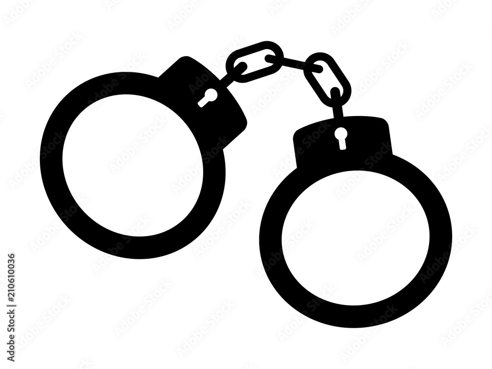 Handcuffs or hand restraints for criminals flat vector icon for law