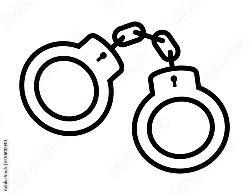 Handcuffs or hand restraints for criminals line art vector icon for law enforcement apps and websites