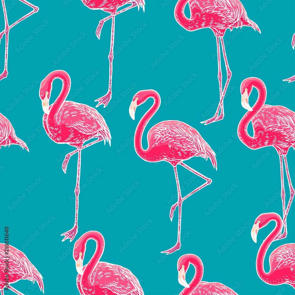 Obraz premium cute seamless flamingo