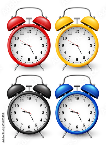 Set of four alarm clocks 