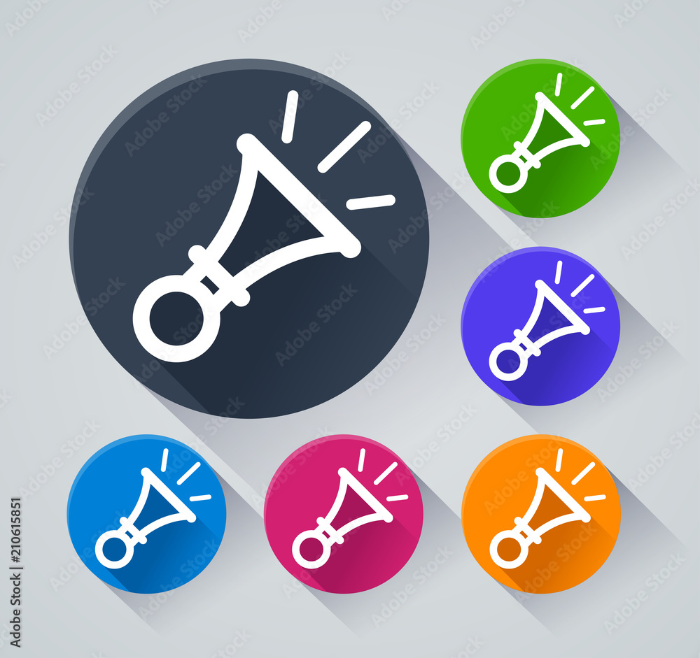 horn circle icons with shadow horn circle icons with shadow