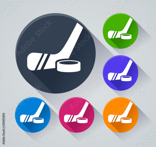 hockey circle icons with shadow
