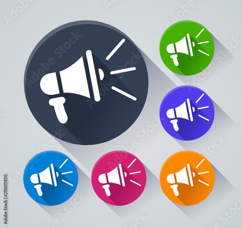 loud speaker icons with shadow
