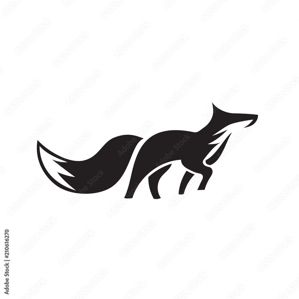 elegant walking fox art logo