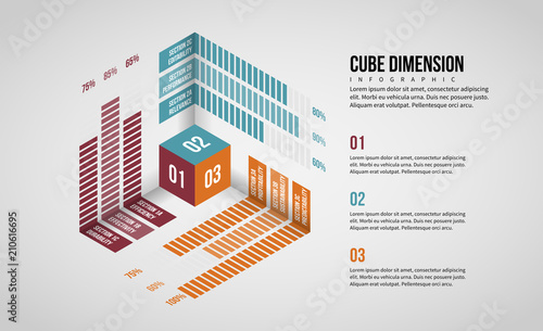 Isometric Cube Dimension Infographic photo