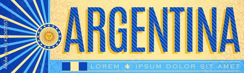 Argentina patriotic banner vintage design, typographic vector illustration, argentine flag colors