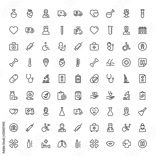 Oncology flat icon set