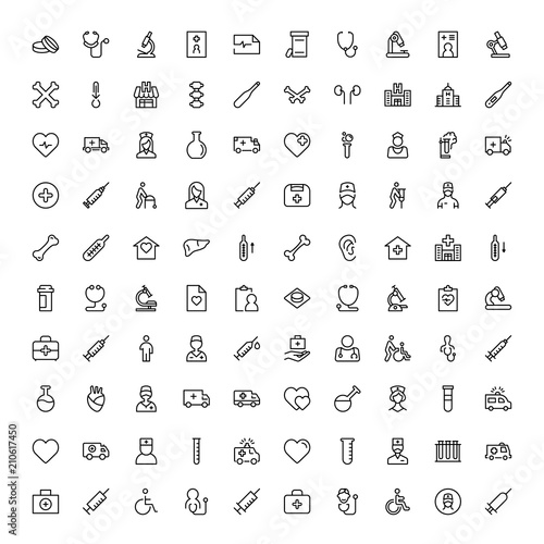 Oncology flat icon set