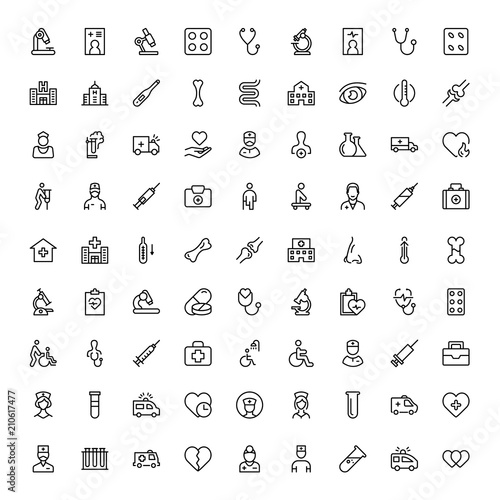 Oncology flat icon set