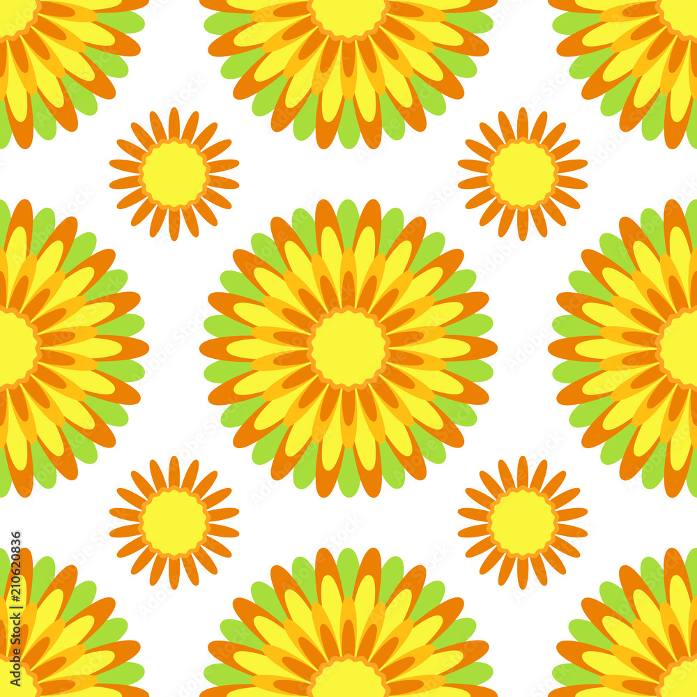 Simple flat floral seamless pattern on a white background Simple flat floral seamless pattern on a white background