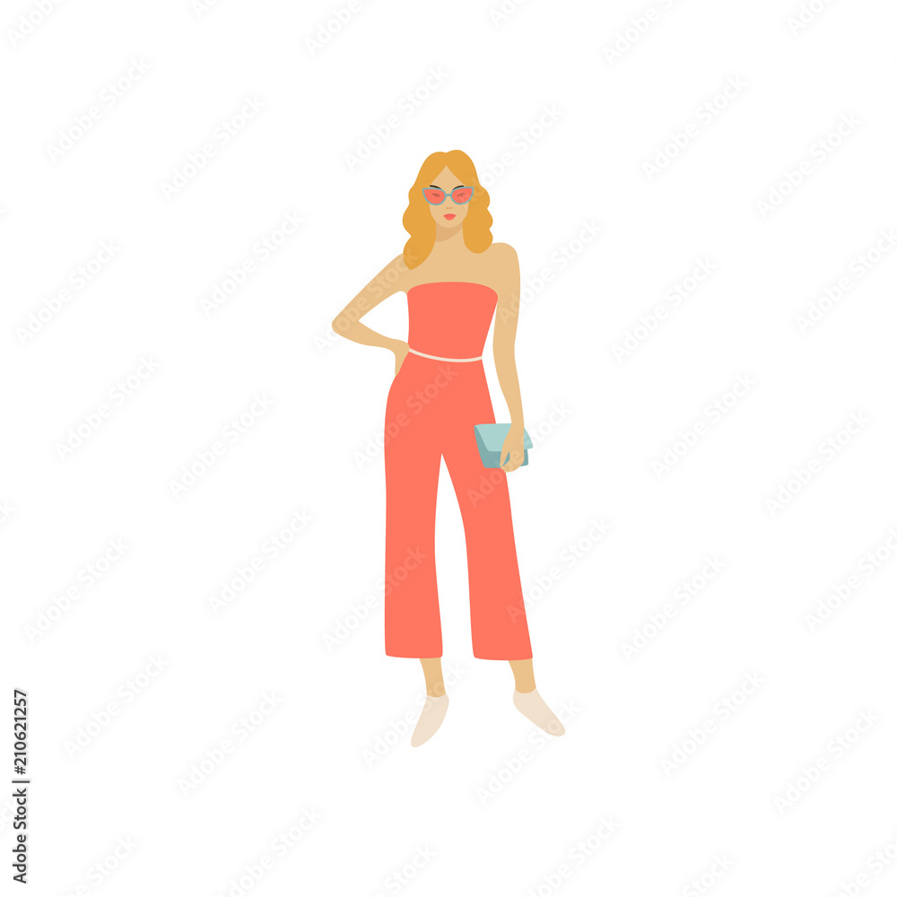 Girl standing on a street. Street fashion vector illustration. Girl standing on a street. Street fashion vector illustration.