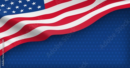 American nation banner with national flag and space for text. Independence and freedom vector concept. USA country day celebration. Traditional patriotic background with waving american flag