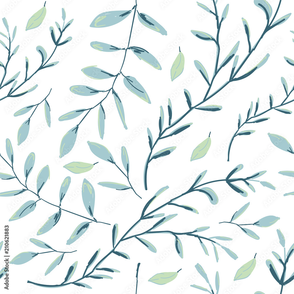 Seamless pattern with herbs and leaves Seamless pattern with herbs and leaves