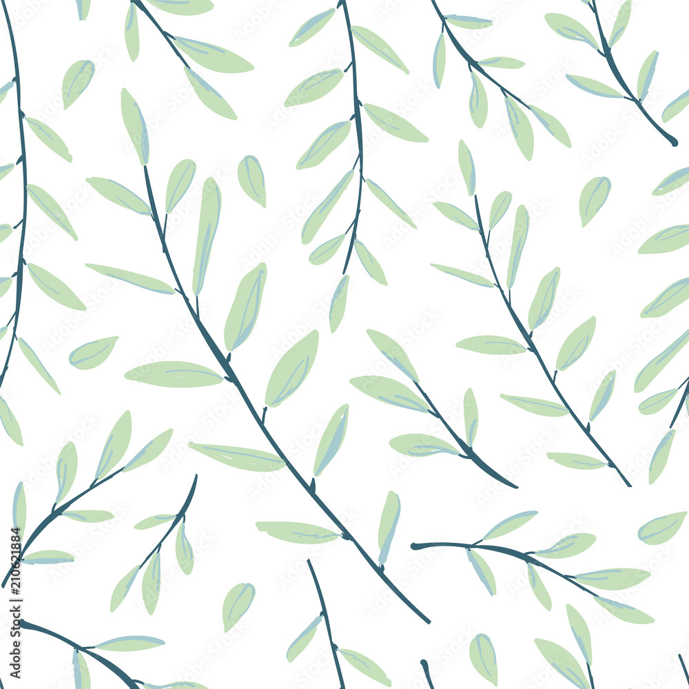 Seamless pattern with herbs and leaves