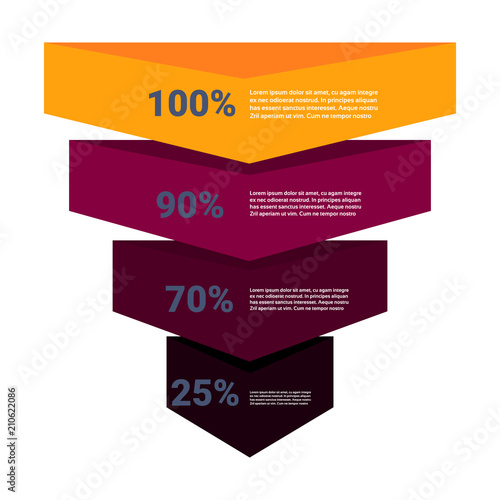 sales funnel with steps stages business infographic. purchase diagram concept over white background copy space flat design vector illustration