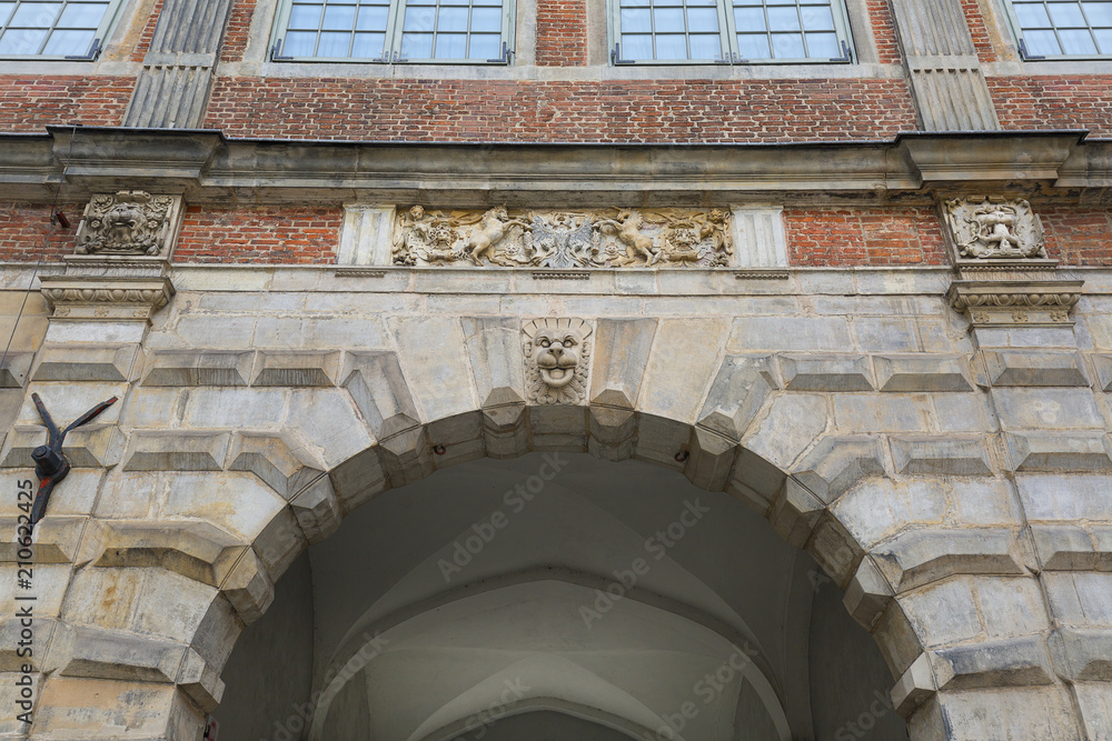 16th century Green Gate. Gate was inspired by the Antwerp City Hall, Gdansk, Poland